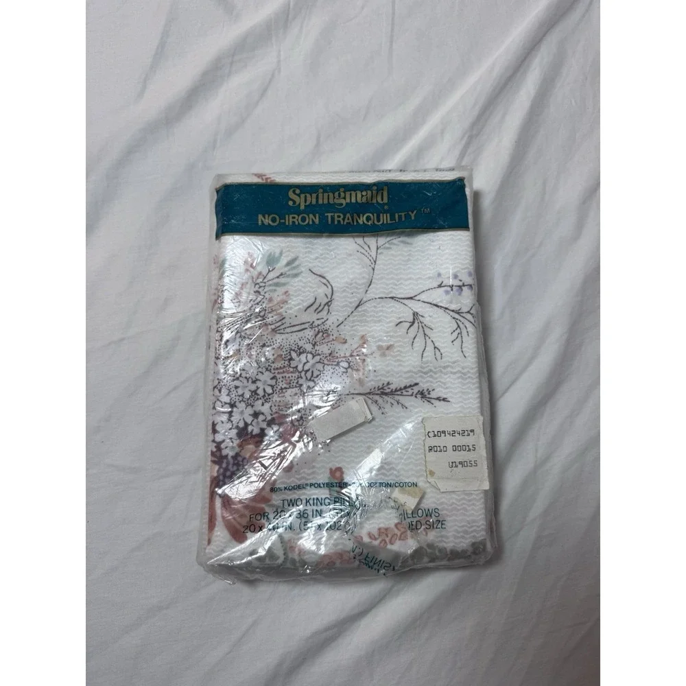 Vtg Springmaid Tranquility Set 2 King Size Pillowcases Floral Made In The USA
